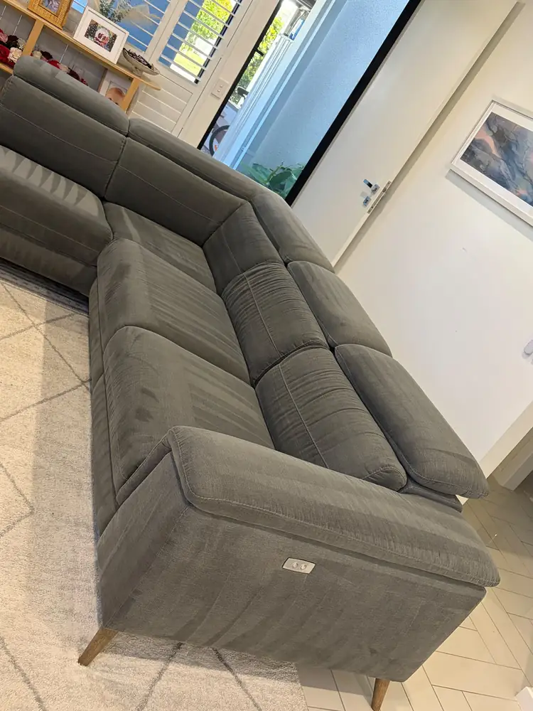 Fabric sectional couch after steam cleaning